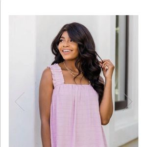Pink Lily Mauve pink sleeveless top. Ruffle detail on shoulder straps.